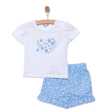 HelloBaby Basic Kalp ve Çiçek Baskılı Şortlu Takım Kız Bebek