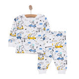 HelloBaby Uzun Kol Bisiklet Yaka Dinazor Desenli Pijama Takımı