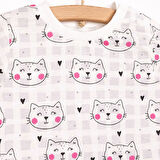 HelloBaby Kız Kedi Desenli Uzun Kol Pijama Takımı