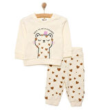 HelloBaby Basic Kız Kedi Baskılı Eşofman Takımı Kız Bebek