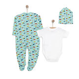 HelloBaby Erkek Tulum-Body-Şapka Erkek Bebek