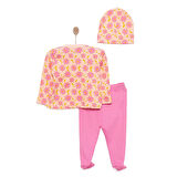 HelloBaby Kız Zıbın-Şapka-Patikli Alt Kız Bebek