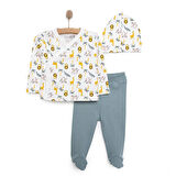 HelloBaby Erkek Zıbın-Şapka-Patikli Alt Erkek Bebek