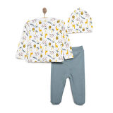 HelloBaby Erkek Zıbın-Şapka-Patikli Alt Erkek Bebek