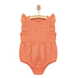HelloBaby Kız Bebek Zıbn Atlet Body Müslin Kumaş Düğmeli Atlet Kol Nar Çiçeği