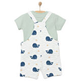 HelloBaby Basic Erkek Balina Desenli Şort Salopet-Tshirt Erkek Bebek
