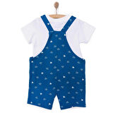 HelloBaby Basic Erkek Yelken Desenli Şort Salopet-Tshirt Takım Erkek Bebek