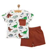 HelloBaby Basic Erkek Dinozor Desenli Şortlu Takım Erkek Bebek