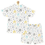 HelloBaby Erkek Bebek Pijama Takım Düğmeli Kapüşonlu Yaka Kısa Kol