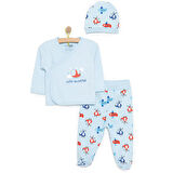 HelloBaby Erkek Zıbın-Şapka-Patikli Alt Erkek Bebek