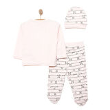 HelloBaby Kız Zıbın-Şapka-Patikli Alt Kız Bebek