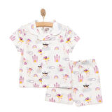 HelloBaby Gömlek Yaka Peri Desenli Kısa Kol Pijama Takımı