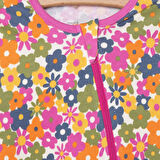 HelloBaby Kız Çiçek Desenli Uzun Kol Fermuarlı Patiksiz Tulum