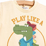 HelloBaby Basic Erkek Şampiyon Dinozor Baskılı Şortlu Takım Erkek Bebek