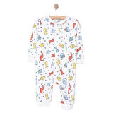 HelloBaby Erkek Fermuarlı Uzun Kol Dinazor Desenli Patiksiz Tulum