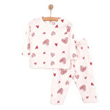 HelloBaby Kız Kalp Desenli Uzun Kol Pijama Takımı