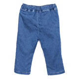 HelloBaby Kız Bebek Pantolon Denim Flowers Lastikli Paça İndigo