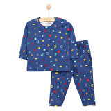 HelloBaby Uzun Kol Sayı Desenli Bisiklet Yaka Pijama Takımı