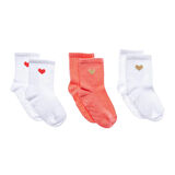 HelloBaby Kalp Desenli 3lü Kaydırmaz Çorap Kız Bebek