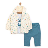 Bebetto Yenidoğan Sürprise Travel Sweatshirt-Kapüşonlu Hırka-Alt 3lü Takım Erkek Bebek