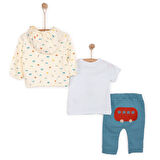 Bebetto Yenidoğan Sürprise Travel Sweatshirt-Kapüşonlu Hırka-Alt 3lü Takım Erkek Bebek