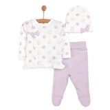 Bebetto Yenidoğan Flowers Zıbın-Şapka-Patikli Alt 3lü Set Kız Bebek