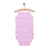 HelloBaby Kız Bebek  İp Askılı Body Ribana Kumaş Çıtçıtlı İp Askılı Kol Lila