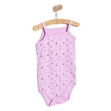 HelloBaby Kız Bebek  İp Askılı Body Ribana Kumaş Çıtçıtlı İp Askılı Kol Lila
