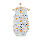 HelloBaby Erkek Bebek Zıbın Köpekli Atlet Body Ribana Çıtçıtlı Atlet Kol Body Gri