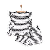 HelloBaby Kız Bebek Bluz-Şort 2li Takım Rustik Bisiklet Yaka Reçme Paça Atlet Kol Antrasit