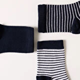 HelloBaby Erkek Bebek 3lü Soket Çorap Desenli Lacivert