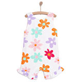 BabyZ Kız Bebek Kısa Tulum Vintage Girl Bebe Yaka Reçme Paça Atlet Kol Beyaz