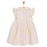 BabyZ Kız Bebek Elbise Vintage Girl Bisiklet Yaka Kısa Kol Ekru