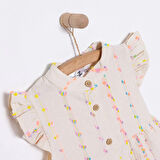 BabyZ Kız Bebek Elbise Vintage Girl Bisiklet Yaka Kısa Kol Ekru