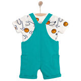 HelloBaby Erkek Bebek Salopet-Tişört 2li Takım Varsity Bisiklet Yaka Reçme Paça Uzun Kol Yeşil