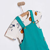 HelloBaby Erkek Bebek Salopet-Tişört 2li Takım Varsity Bisiklet Yaka Reçme Paça Uzun Kol Yeşil