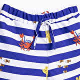 HelloBaby Erkek Bebek UV Koruma Şort Mayo Çizgili Yengeç Desen İpli Micro Kumaş
