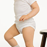 HelloBaby Unisex 5'li Kısa Kol Body Ribana Zıbın Zarf Yaka Kısa Kol Beyaz