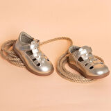 BabyWalk Kız Bebek Sandalet Deri Cırt Cırtlı