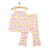 HelloBaby Kız Bebek Bluz-Tayt 2li Takım Soft Colorful Modelli Yaka Reçme Paça Atlet Kol Ekru