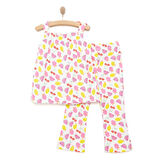 HelloBaby Kız Bebek Bluz-Tayt 2li Takım Soft Colorful Modelli Yaka Reçme Paça Atlet Kol Ekru