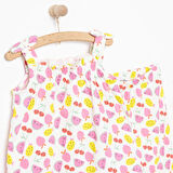HelloBaby Kız Bebek Bluz-Tayt 2li Takım Soft Colorful Modelli Yaka Reçme Paça Atlet Kol Ekru