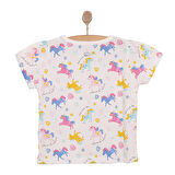 HelloBaby Basic Kız Kalpli Unicorn Desenli T-Shirt Kız Bebek