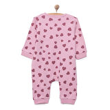 HelloBaby Kız Kalp Desenli  Fermuarlı Patiksiz Tulum Kız Bebek
