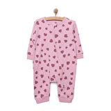 HelloBaby Kız Kalp Desenli  Fermuarlı Patiksiz Tulum Kız Bebek