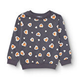 HelloBaby Kız Bebek Sweatshirt Şardonlu Bisiklet Yaka Uzun Kol