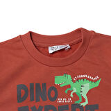 HelloBaby Erkek Bebek Sweatshirt  Dinazor Baskılı Bisiklet Yaka Uzun Kol