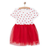 HelloBaby Kız Bebek Basic Elbise Bisiklet Yaka Kısa Kol Kırmızı