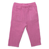 HelloBaby Kız Bebek Pantolon Müslin Reçme Paça Pembe