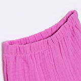 HelloBaby Kız Bebek Pantolon Müslin Reçme Paça Pembe